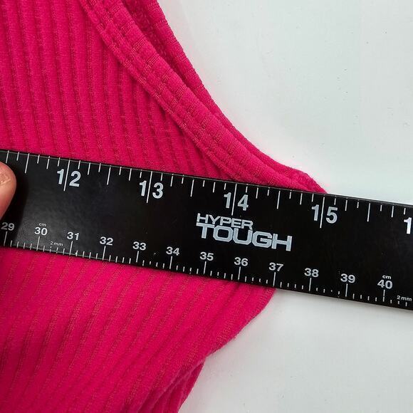 NEW One Step Up Women's Turtleneck High Stretch Ribbed Tank Top Pink Size Medium - Picture 8 of 8